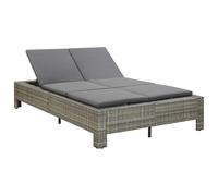 vidaXL Transat 2 places Chaise longue jardin en résine tressée avec coussin Marron