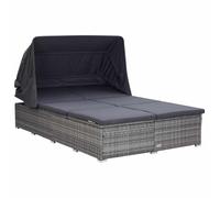 Transat à 2 Places avec Coussin Résine Tressée Chaise Longue Jardin vidaXL