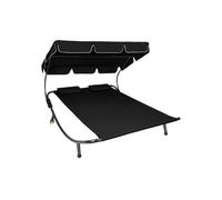 Transat acier 2 personnes 2 roulettes 2 coussins de tête noir