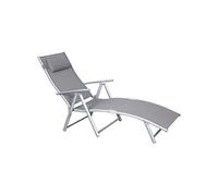 Transat Alu GRIS Dossier réglable Bain de soleil Jardin Piscine Plage