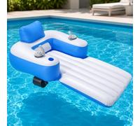 Transat Aquatique Gonflable pour Adultes, Bouée Électrique avec Propulseurs Simples Ou Doubles, Batterie Rechargeable, Dossier Et Porte-Gobelet pour Piscines pour Loisirs D’Été B