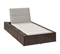 Transat avec coussin flottant gris résine tressée chaise longue vidaXL