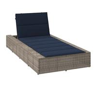 Transat avec coussin flottant gris résine tressée chaise longue vidaXL