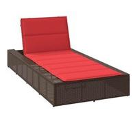 Transat avec coussin flottant gris résine tressée chaise longue vidaXL