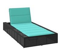 Transat avec coussin flottant gris résine tressée chaise longue vidaXL