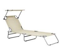 Transat avec Pare-Soleil Argozelo Inclinable Acier Polyester Argenté Mat Beige [casa.pro] Beige