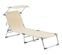 Transat avec Pare-Soleil Legorreta Aluminium Polyester Argenté Mat Beige [en.casa] Beige G