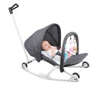 Transat avec poignée de poussée et moustiquaire réglable en 4 positions, pliable Gris