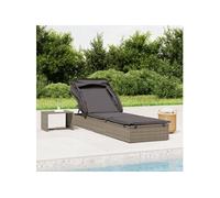 Transat avec toit pliable gris 213x63x97 cm résine tressée