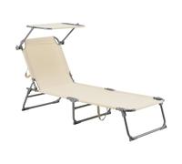 Transat Bain De Soleil Avec Pare-Soleil Acier Polyester Argenté Mat Beige Helloshop26 03_0006410 Multicolore