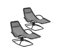 Transat bain de soleil ergonomique balançant gris textilène déperlant coussin tête amovible accoudoirs confort structure acier 77x170cm