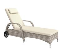 Outsunny Transat bain de soleil Grand Confort – multipositions, matelas et têtière – gris clair