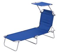 Transat Bain De Soleil Pliable Grand Confort Dossier Et Pare-Soleil R?Glable Multi-Positions Bleu