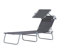 Transat Bain De Soleil Pliable Grand Confort Dossier Et Pare-Soleil R?Glable Multi-Positions Gris