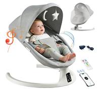 Transat Balancelle Bébé Électrique, 5 Modes Balancement, Contrôle APP & Télécommande, Musiques Bluetooth Apaisantes, Gris
