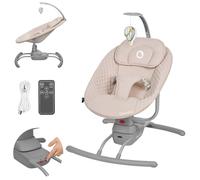 Lionelo RIO Transat Balancelle, Sangles de Sécurité, Bâtonnet pour Jouet | Électrique pour Bébés jusqu'à 9 kg Dossier Réglable, 3 Vitesses de Balancement, Coussin, Mélodies et Sons de la Nature