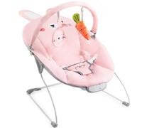 MoMi GLOSSY - Transat Bébé Léger avec Module Sensoriel - 8 Mélodies - Vibration 3 Niveaux - Jouets - Lapin Rose