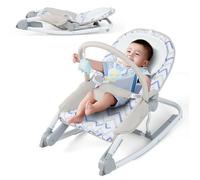 Transat Bébé 2 en 1 COSTWAY-Dossier 3 Positions-Siège Fixe/Bascule en Tissu Amovible Lavable-Arche à Jouets-0 à 6 Mois 9kg-Gris