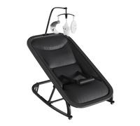 Transat Bébé, Balancement Ou Position Fixe, en Aluminium, Déhoussable, Réglable 3 Positions Avec Barre De Jeux, 75x66x43cm, Noir