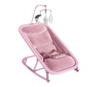 Transat Bébé, Balancement Ou Position Fixe, en Aluminium, Déhoussable, Réglable 3 Positions Avec Barre De Jeux, 75x66x43cm, Rose