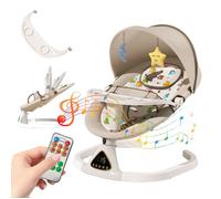 Transat Bebe Electrique 5 Vitesses Bluetooth Minuterie 15-30-45 Min Avec Télécommande Plateau Amovible Moustiquaire Canopy 0-18