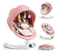 Transat Bébé Électrique avec Dossier Réglable sur 2 Niveaux - Application et Télécommande Balançoire Électrique pour Bébé, 12 Sons et Prise en Charge Bluetooth, 2 Options D'alimentation (Rosa)