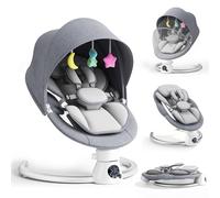 Transat Bébé Électrique avec Dossier Réglable sur 2 Niveaux - Application et Télécommande Balançoire Électrique pour Bébé, 12 Musiques et Prise en Charge Bluetooth, 2 Options D'alimentation (Gris)
