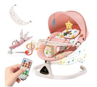 Transat Bebe Électrique avec Télécommande et Blueteeth Balancoire Bebe 5 Vitesses de Balancement Arche avec Jouets Assiette de