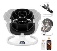 Transat Bebe Electrique, Balancelle bebe electrique avec harnais à 5 points, 5 modes du balancement, minuterie à 3 niveaux, télécommande et musique, utilisable en intérieur et en extérieur (Noir)
