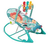 Transat bebe électrique, Balançoire portable, Transat Bébé et Siège Sauteur avec Vibrations Apaisantes, Arche de Jeu avec 3 Jouets, 3 Points Harnais (bleu)