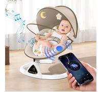 Transat Bebe Électrique - Plateau Repas Télécommande Bluetooth Moustiquaire Pare-Soleil 5 Vitesses 15KG Balancelle Bebe Electrique