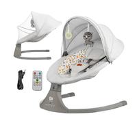 Transat Bébé Lumi 2 Électrique Avec Basculement Latéral, 12 Mélodies, Moustiquaire Et Harnais 5 Points Gris Clair TU