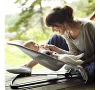 Transat bébé, transat bébé en maille, coton, anthracite, balancelle bébé, jusqu'à 18 kg, réglage de l'inclinaison en continu sur 3 niveaux, cadre en alliage, (88 x 40 x 51,5 cm, gris) Poids : 2,5 kgMa