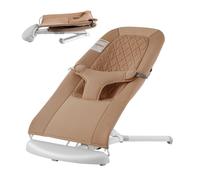 VEVOR Transat Bébé 0-9 Mois Siège Transat Pliable Nouveau-né avec 2 Angles d'Inclinaison, Harnais à 3 Points, Sac de Transport, Transat Portable Bébés, pour Intérieur, Extérieur, Maison, Couleur Camel