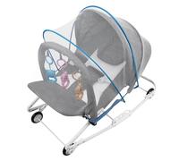 Transat Bébé Vibrations Apaisantes - Ergonomique - Musique, Barre de Jouets Amovible, 0 à 9 Mois Jusqu'à 9 kg- 40 x 80 x 66 cm - Gris