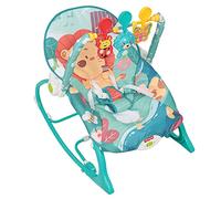 Transat Bébé Vibrations Apaisantes, Transat Evolutif et Siège Sauteur,3 Positions d'Inclinaison, Musique, 3 Points Harnais, 2 Jouets, Arche de Jeu, 0-6 Mois Jusqu'à 11 kg (bleu)