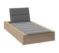 Transat avec coussin flottant gris résine tressée chaise longue vidaXL