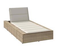 Transat Beige résine tressée avec Coussin Flottant, Dossier réglable 3 Positions, Cadre Acier Robuste pour Jardin, Piscine ou Balcon, Confortable lit de Repos extérieur.