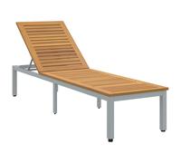 Vidaxl Chaise Longue Grise 200x55x35 Cm Bois De Teck Massif