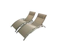 Transat Cappuccino ajustable et empilable 2 pièces avec pieds acier LIMEA