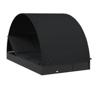 Transat chaise longue bain de soleil 2 places avec toit rond noir 211x112x140 cm