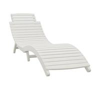 Transat chaise longue bain de soleil lit de jardin terrasse meuble d'extérieur 184 x 55 x 64 cm bois massif d'acacia blanc 02_0012699