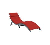 Transat chaise longue bain de soleil lit de jardin terrasse meuble d'extérieur 190 cm avec coussin gris bois d'acacia solide 02_0012469