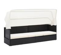 Transat Chaise Longue Bain De Soleil Lit De Jardin Terrasse Meuble D'extérieur Avec Auvent Noir Résine Tressée Helloshop26 02_0012278 Multicolore