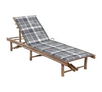 Transat Chaise Longue Bain De Soleil Lit De Jardin Terrasse Meuble D'extérieur Avec Coussin Bambou Helloshop26 02_0012292 Multicolore
