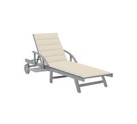 Transat chaise longue bain de soleil lit de jardin terrasse meuble d'extérieur avec coussin bois d'acacia solide 02_0012374