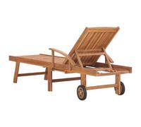 Transat Chaise Longue Bain De Soleil Lit De Jardin Terrasse Meuble D'extérieur Avec Coussin Crème Bois De Teck Solide Helloshop26 02_0012439 Multicolore