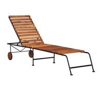 Transat chaise longue bain de soleil lit de jardin terrasse meuble d'extérieur avec pieds en acier bois d'acacia massif 02_0012567