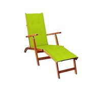 Transat chaise longue bain de soleil lit de jardin terrasse meuble d'extérieur avec repose-pied et coussin acacia solide 02_0012581