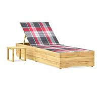 Transat Chaise Longue Bain De Soleil Lit De Jardin Terrasse Meuble D'extérieur Avec Table Et Coussin Pin Imprégné Helloshop26 02_0012670 Multicolore